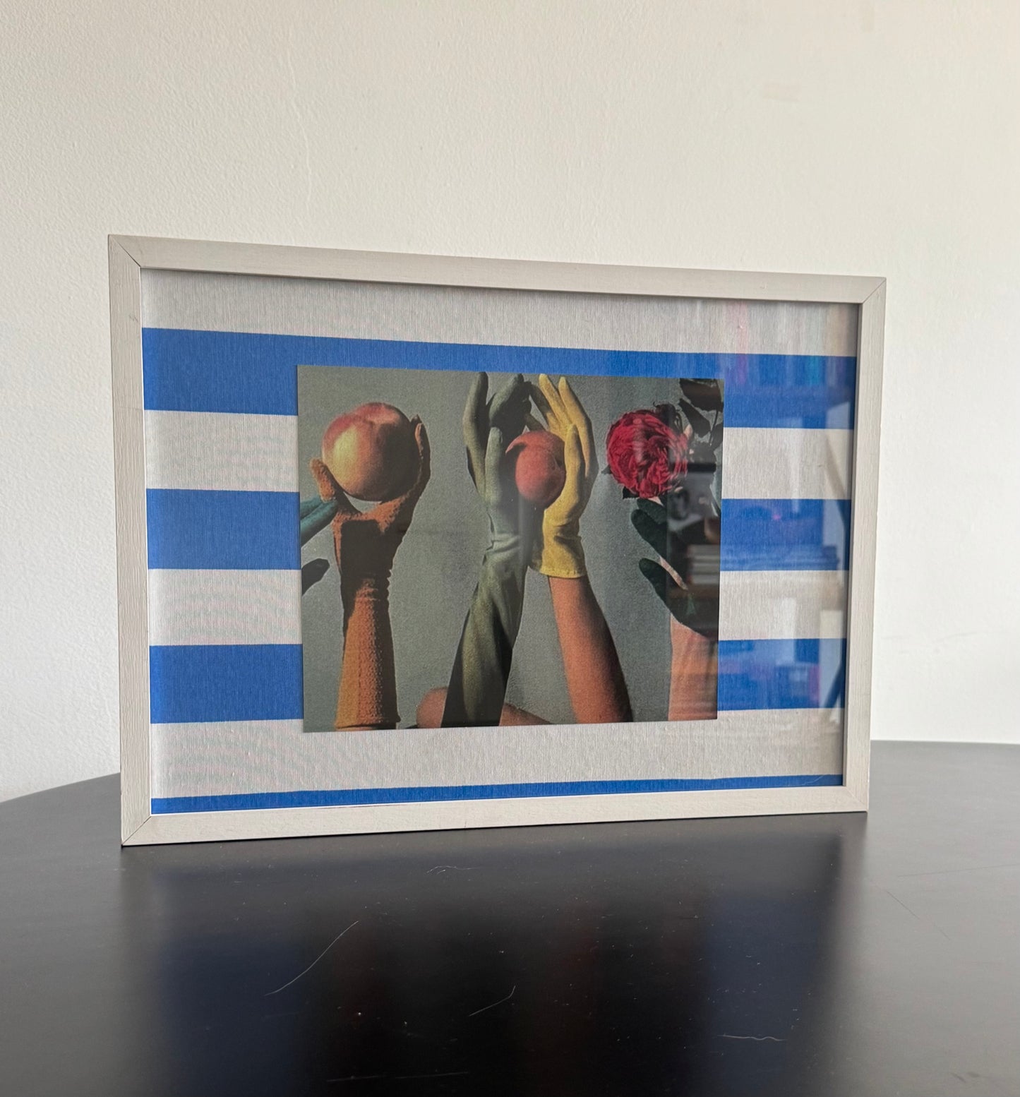 Marco madera + PPT tela azul